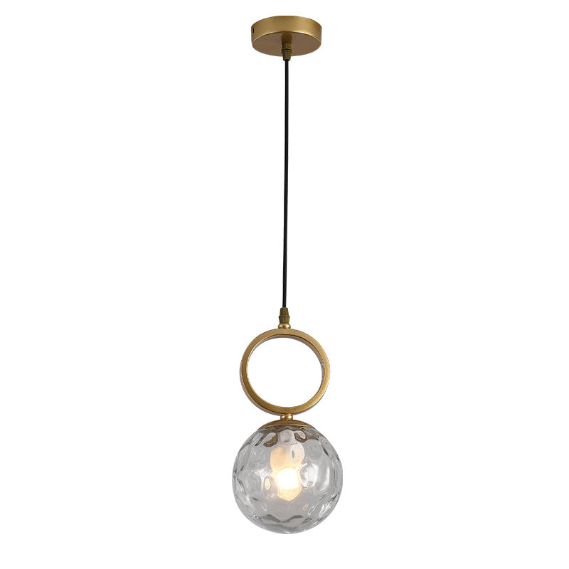 Contemporary Nordic Glass Iron Ball Ring 1-Light Pendant Light For Bedside