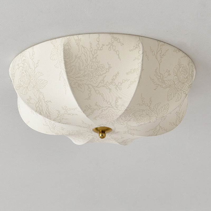 Traditional French Iron Fabric Round 3/4/5 Light Flush Mount Ceiling Light For Bedroom