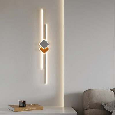 Modern Minimalist Long Strip Rhombus Iron Aluminum Acrylic LED Wall Sconce Lamp For Living Room