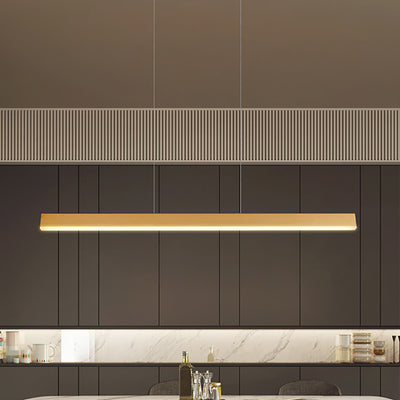 Modern Minimalist Long Rectangular Aluminum LED Island Pendant Light For Dining Room