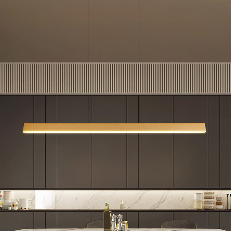 Modern Minimalist Long Rectangular Aluminum LED Island Pendant Light For Dining Room