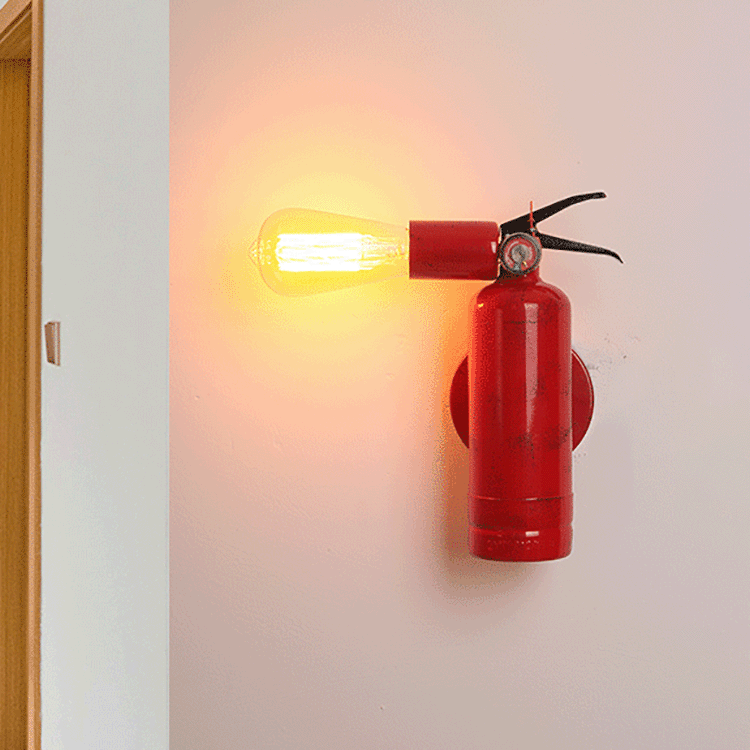 Contemporary Creative Fire Extinguisher Iron 1-Light Wall Sconce Lamp For Living Room