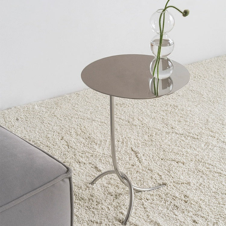 Modern Minimalist Round J-Shaped Stainless Steel Coffee Table For Living Room