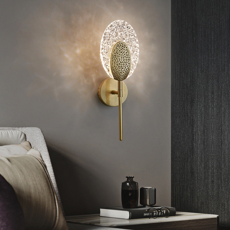 Modern Minimalist Oval Copper Acrylic Zinc Alloy LED Wall Sconce Lamp For Bedroom