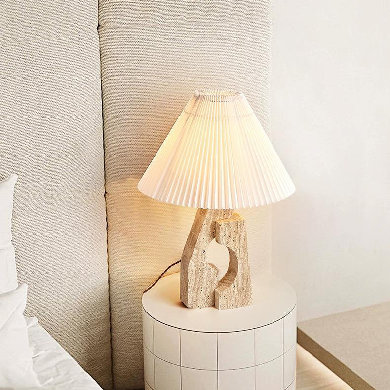 Contemporary Creative Dome Stone Fabric 1-Light Table Lamp For Study