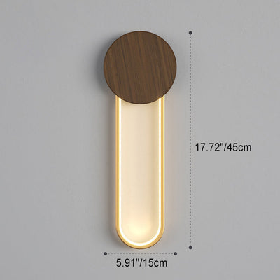 Modern Minimalist Round Oval Wood Grain Iron LED Wall Sconce Lamp For Living Room