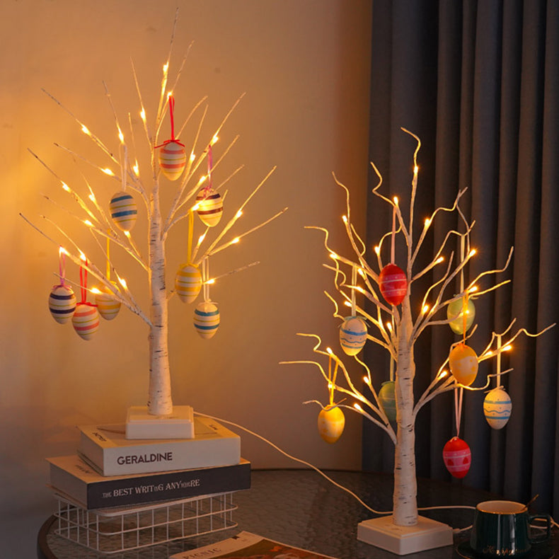 Contemporary Creative Easter Egg Decorated Tree Plastic LED USB Table Lamp For Bedroom