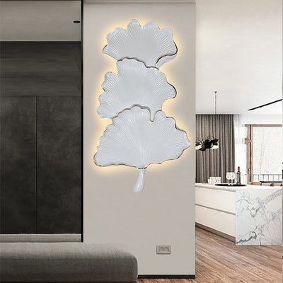 Contemporary Nordic Ginkgo Leaf Resin LED Wall Sconce Lamp For Living Room