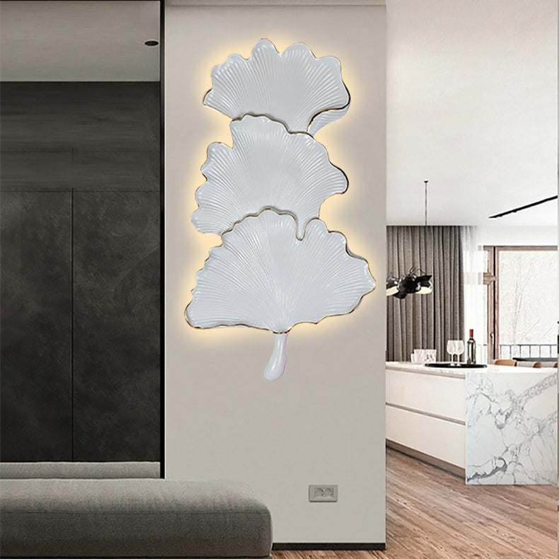 Contemporary Nordic Ginkgo Leaf Resin LED Wall Sconce Lamp For Living Room