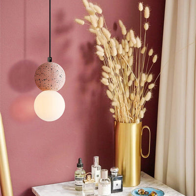 Contemporary Scandinavian Orb Terrazzo 1-Light Pendant Light For Bedroom