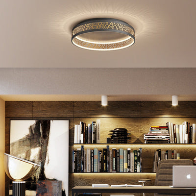 Modern Simplicity Iron Round Bird Nest Hollow Design LED Flush Mount Ceiling Light For Living Room