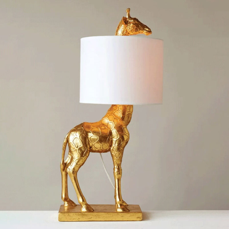 Nordic Creative Fabric Lampshade Giraffe Decorative 1-Light Table Lamp