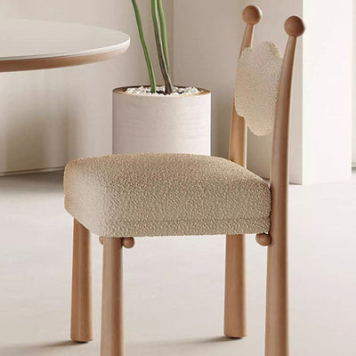 Modern Simplicity Vertical Square Frame Solid Wood Lambswoll Dining Chair Backrest For Dining Room