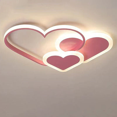 Contemporary Scandinavian Heart Shape Acrylic Hardware LED Flush Mount Ceiling Light For Bedroom