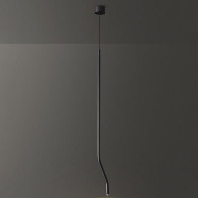 Modern Minimalist Bent Fine Tube All Copper LED Pendant Light For Bedroom