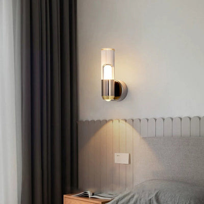 Contemporary Scandinavian Cylindrical Iron Aluminum Acrylic Optical Lens LED Wall Sconce Lamp For Bedroom