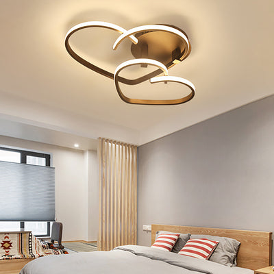 Contemporary Creative Heart Shape Acrylic Strip Iron LED Semi-Flush Mount Ceiling Light For Living Room