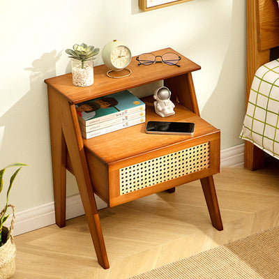 Contemporary Simplicity Rectangular Wood End Table 1-Drawer For Living Room