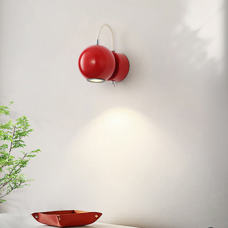 Contemporary Scandinavian Sphere Cylinder Iron LED Wall Sconce Lamp For Bedroom