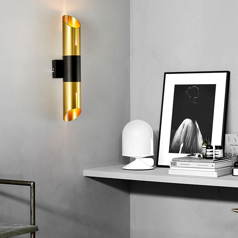 Modern Luxury Cylinder Iron 2-Light Wall Sconce Lamp For Bedroom