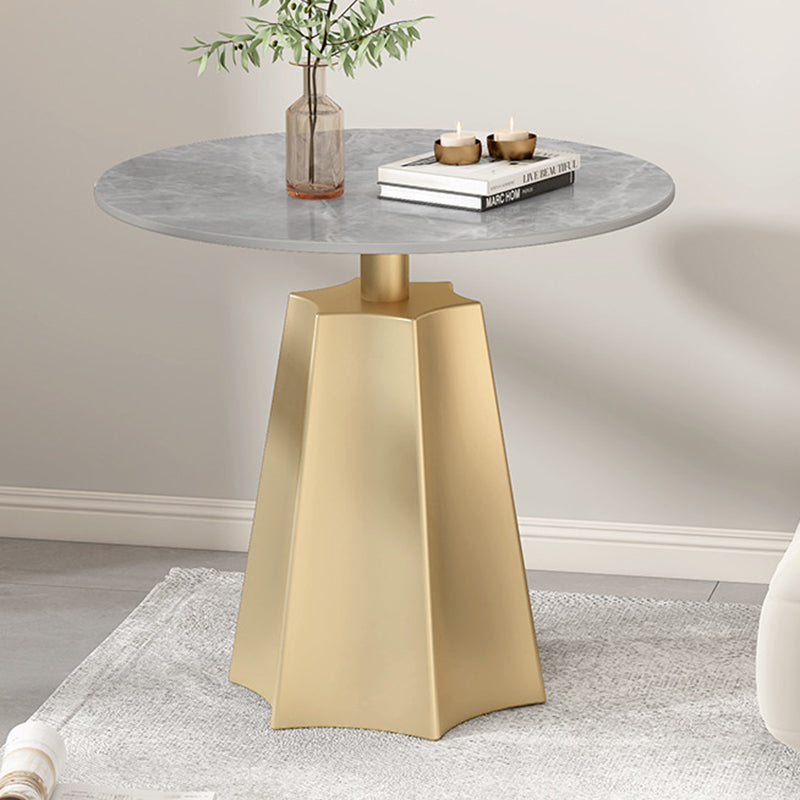 Modern Simplicity Round Hexagon Slate Carbon Steel End Table 1-Tray For Living Room