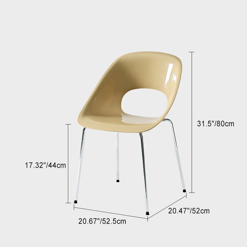 Contemporary Creative Square Hollow Out Backrest PP Metal Dining Chair For Dining Room