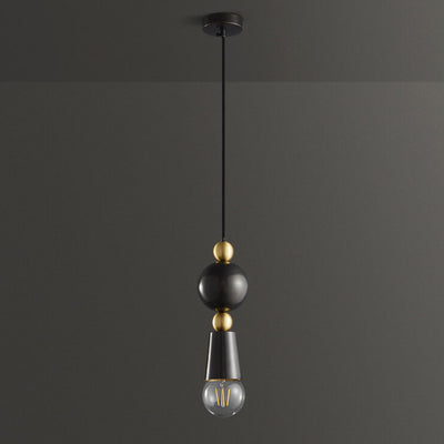 Modern Minimalist Geometric Column Glass Brass 1-Light Pendant Light