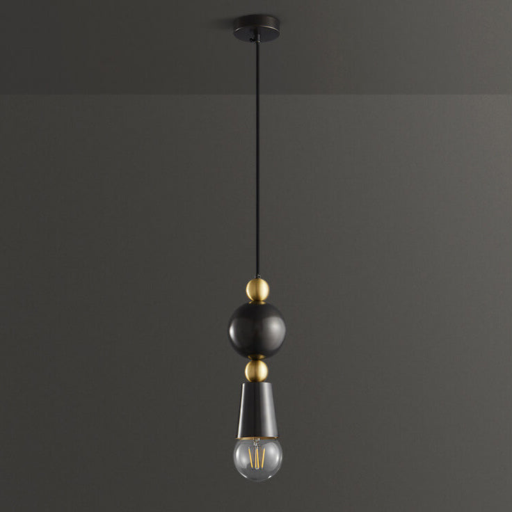 Modern Minimalist Geometric Column Glass Brass 1-Light Pendant Light