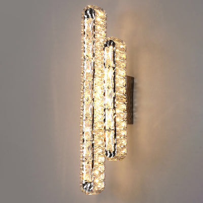 Modern Luxury Stainless Steel Crystal Elliptical Strip LED Wall Sconce Lamp For Living Room