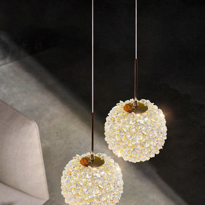 Contemporary Luxury Crystal Lychee Shade Hardware 1-Light Pendant Light For Living Room