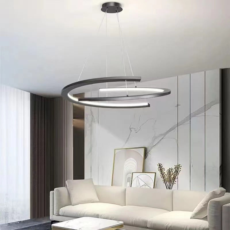 Modern Minimalist Aluminum Silicone Curved Strip LED Chandelier For Living Room