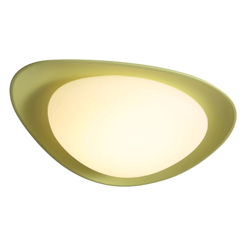 Modern Minimalist Cobblestone Elliptical Resin PE LED Flush Mount Ceiling Light For Bedroom