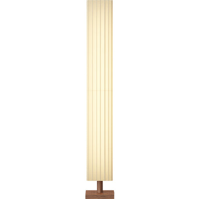 Traditional Japanese Column Rectangular Walnut Fabric LED Standing Floor Lamp For Living Room