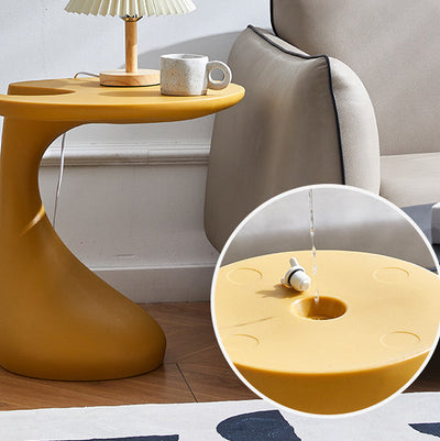 Contemporary Creative Shaped Oval Base PE Plastic End Table For Living Room