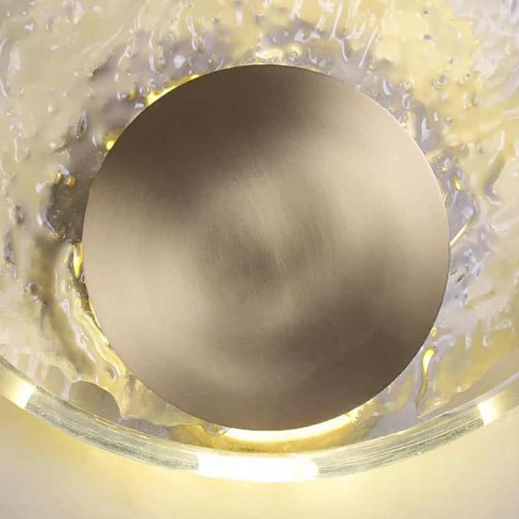 Contemporary Luxury Brass Water-ripple Round Crystal LED Wall Sconce Lamp For Living Room