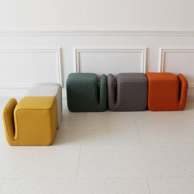 Modern Simplicity Fabric Wood Sponge Cube Vanity Stool Backless For Bedroom