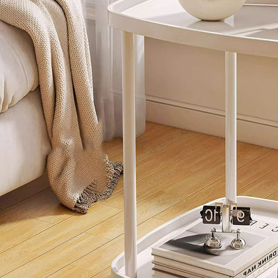 Contemporary Scandinavian Square PP Carbon Steel End Table 2-Tier Movable For Bedroom