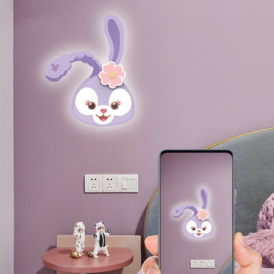 Contemporary Nordic Cartoon Rabbit Tiger Acrylic Design Iron LED Wall Sconce Lamp For Living Room