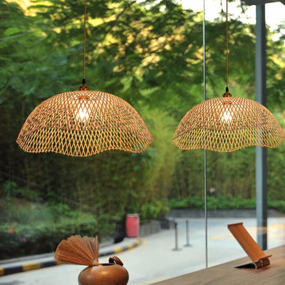 Modern Minimalist Weaving Bamboo Lanterns 1-Light Pendant Light