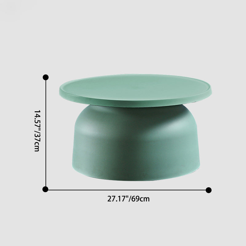 Modern Minimalist Round Plastic Coffee Table 1-Tier For Living Room