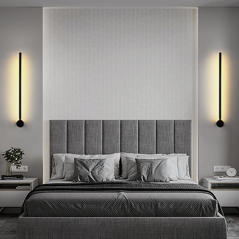 Modern Minimalist Long Aluminum Iron Silicone LED Wall Sconce Lamp For Bedroom