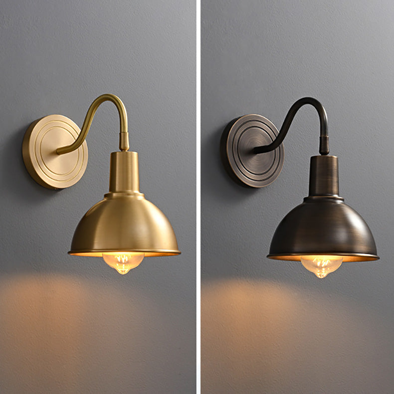 Contemporary Luxury Full Copper Semicircle Shade 1-Light Wall Sconce Lamp For Living Room