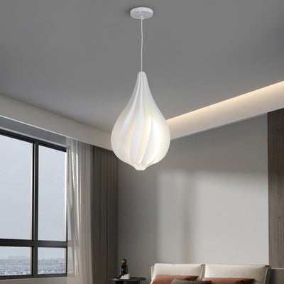 Contemporary Nordic Iron PVC Teardrop Petal 1-Light Pendant Light For Dining Room