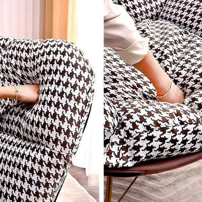 Contemporary Nordic Houndstooth Velvet Upholstered Carbon Steel Rocking Chair Backrest For Living Room