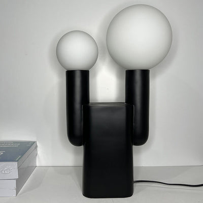 Modern Light Luxury Double-Headed Ball Resin Base 1-Light Table Lamp