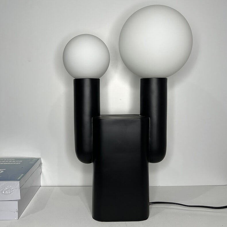 Modern Light Luxury Double-Headed Ball Resin Base 1-Light Table Lamp