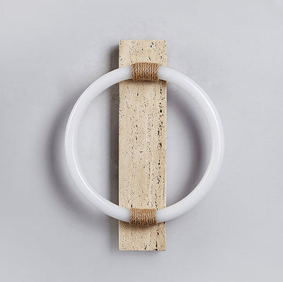 Contemporary Scandinavian Travertine Acrylic Twine Circle LED Wall Sconce Lamp For Bedroom