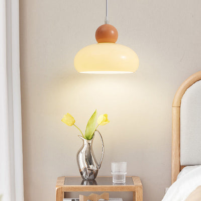 Modern Minimalist Cream Dome Round Iron Glass 1-Light Wall Sconce Lamp For Bedroom