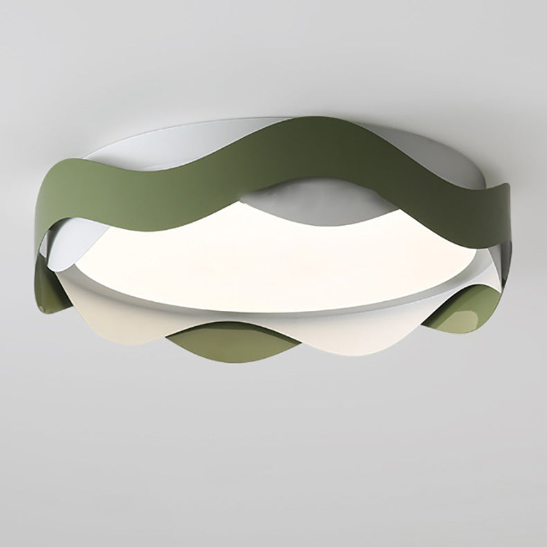 Contemporary Creative Iron Acrylic Wavy Edge LED Flush Mount Ceiling Light For Living Room