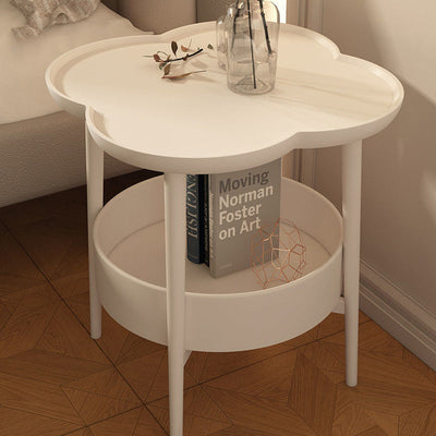 Contemporary Creative Flower Shape Tray Top Side Table 2-Tier Cabinet For Living Room